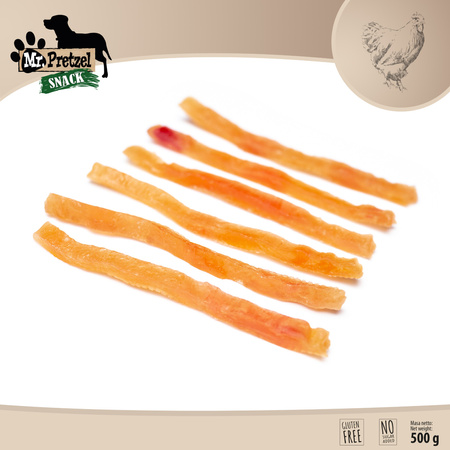 Mr. Pretzel Przysmaki dla psa miękkie paski z kurczaka 500g