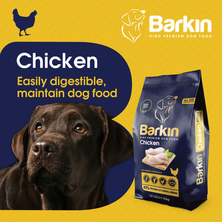 Karma sucha PREMIUM dla psa BARKIN KURCZAK 15KG