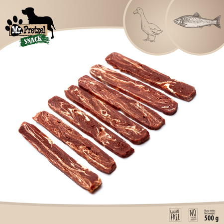 Mr. Pretzel Przysmaki dla psa małe paski z kaczki i dorsza 500g