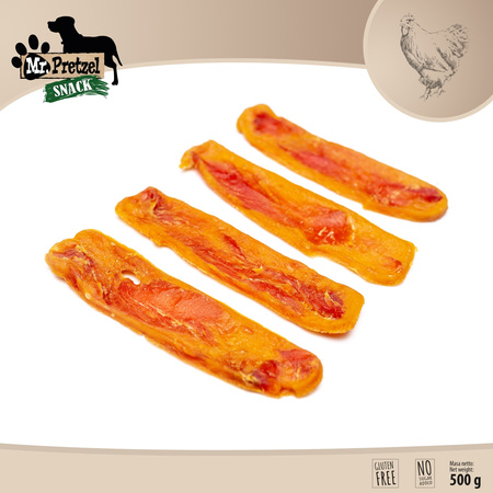 Mr. Pretzel Przysmaki dla psa suszone paski z kurczaka 500g