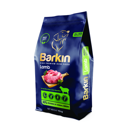 Karma sucha PREMIUM dla psa BARKIN JAGNIĘCINA 15KG