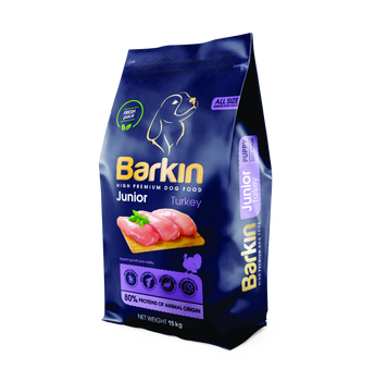 Karma sucha PREMIUM dla psa BARKIN INDYK JUNIOR 15KG